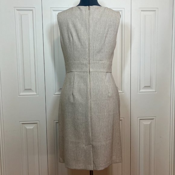 Connected Apparel Taupe Dress w Pearl Applique Sz 6 - Picture 4 of 5